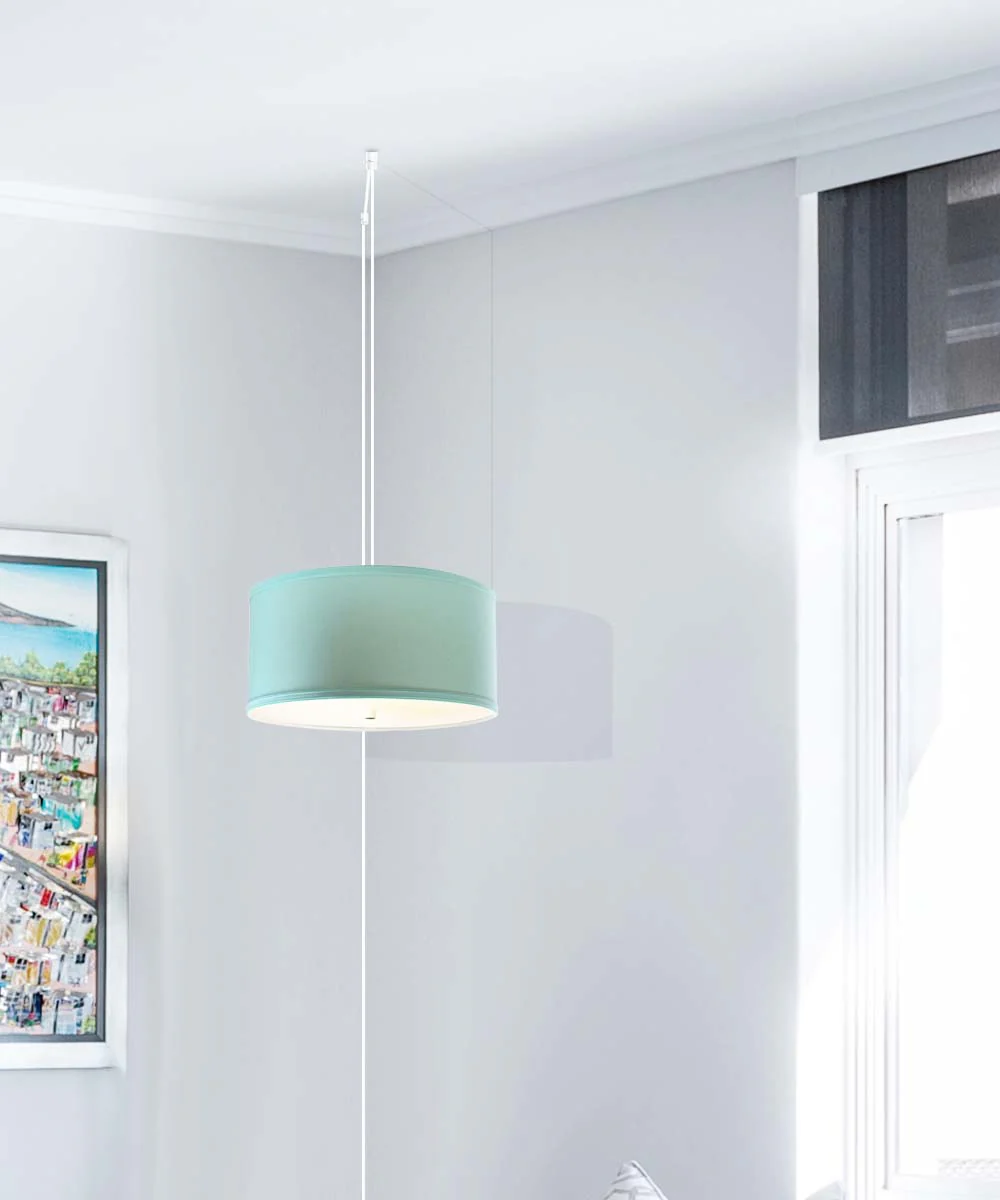 2 Light Swag Plug-In Pendant 14"w Island Paradise Blue with Diffuser, White Cord - Image 5