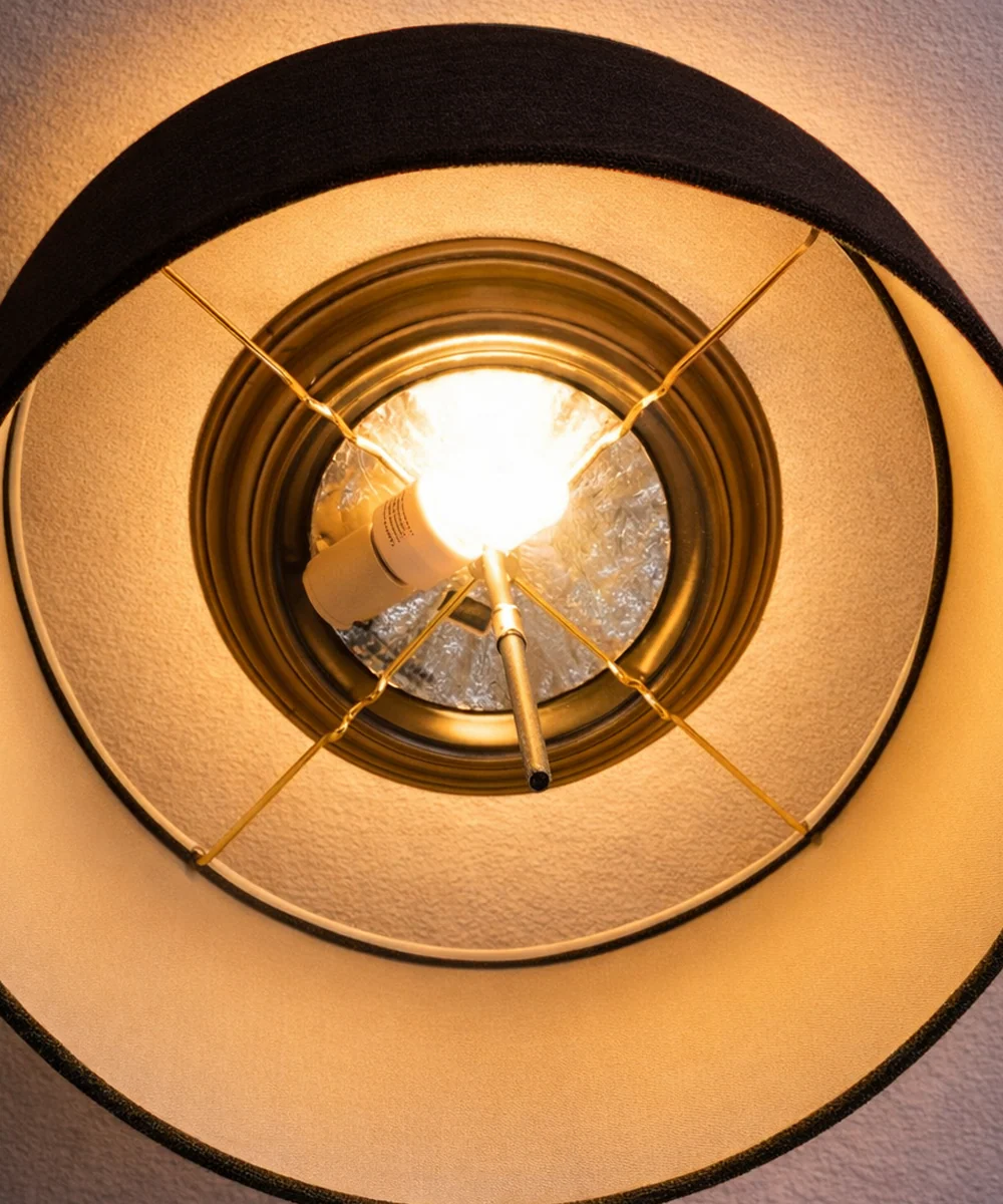 Moderne Flush Mount Conversion Kit 18"w Chocolate Burlap Shallow Drum Lampshade - Image 3