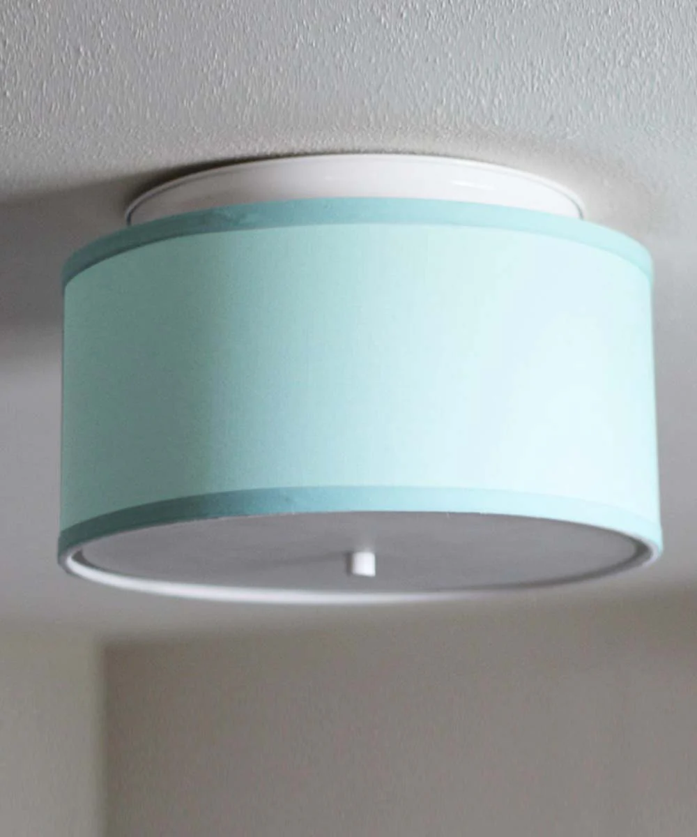 Moderne Flush Mount Conversion Kit 14"w Island Paradise Blue Drum Lampshade - Image 2