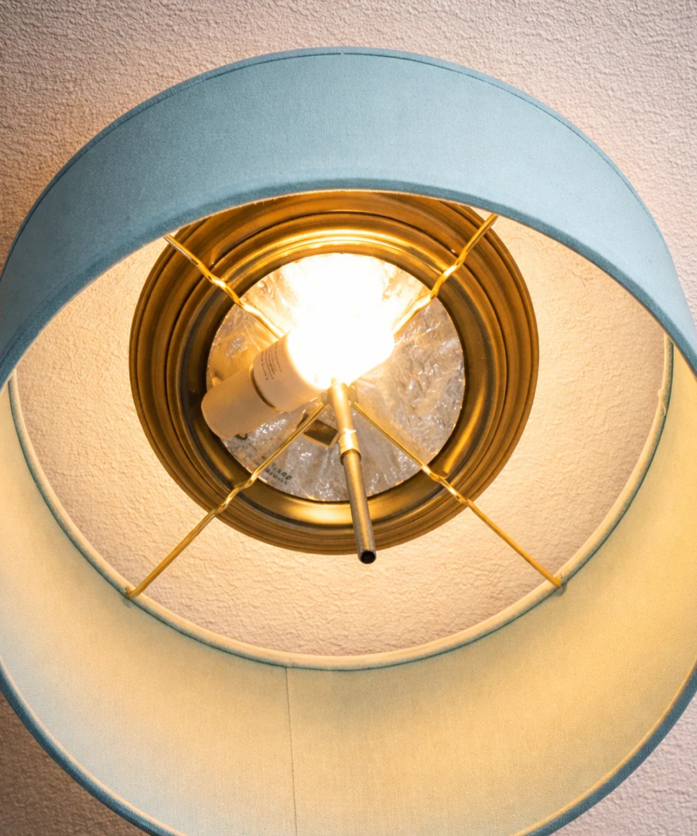 Moderne Flush Mount Conversion Kit 14"w Island Paradise Blue Drum Lampshade - Image 4