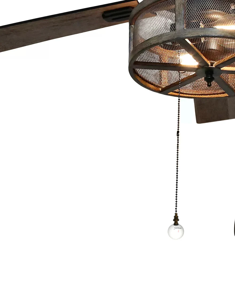 1"W Golf Ball Ceiling Fan Pull with Antiqued Brass Chain - Image 4