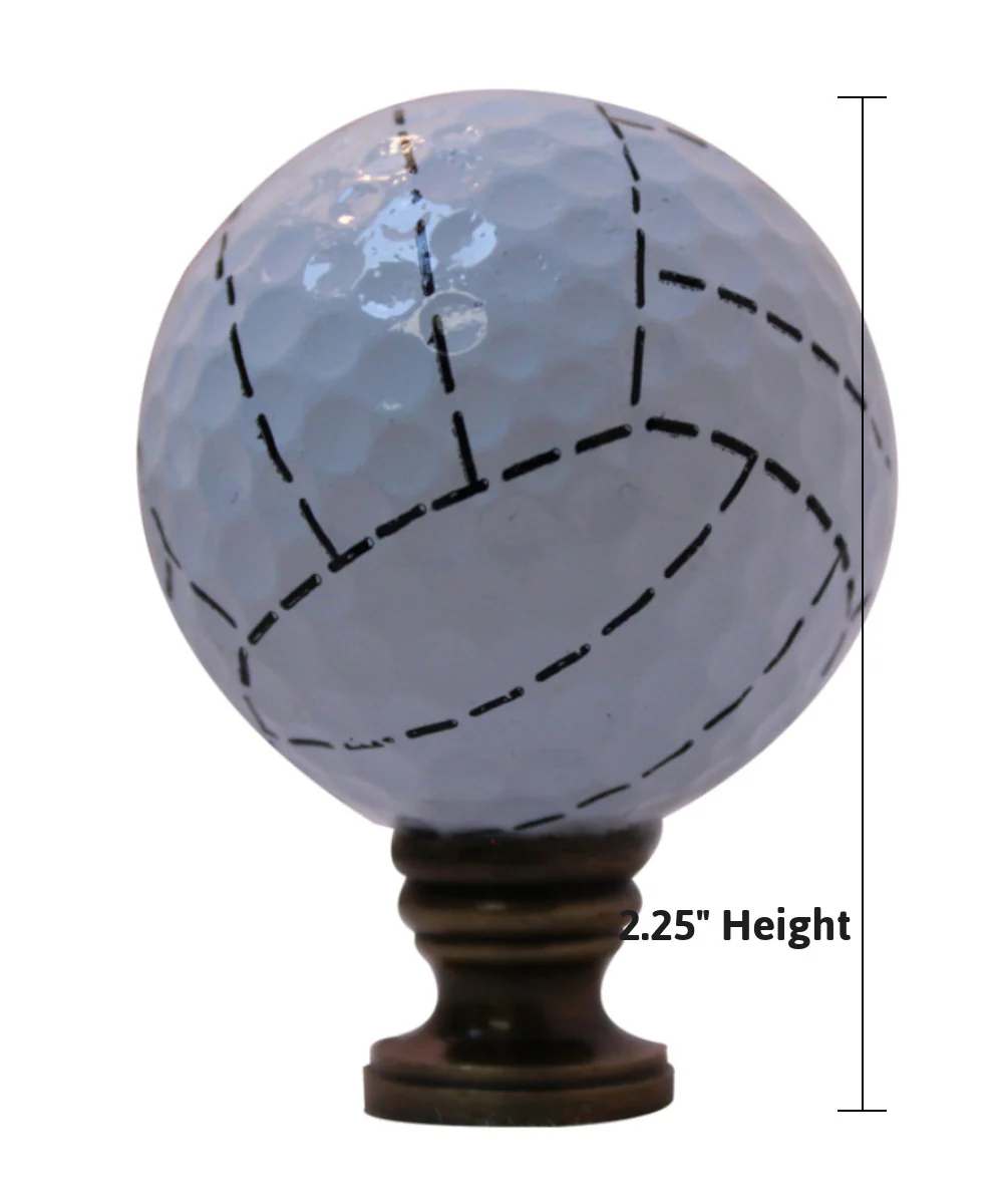 2"H Volleyball Lamp Finial White with Black Stripes - Image 2