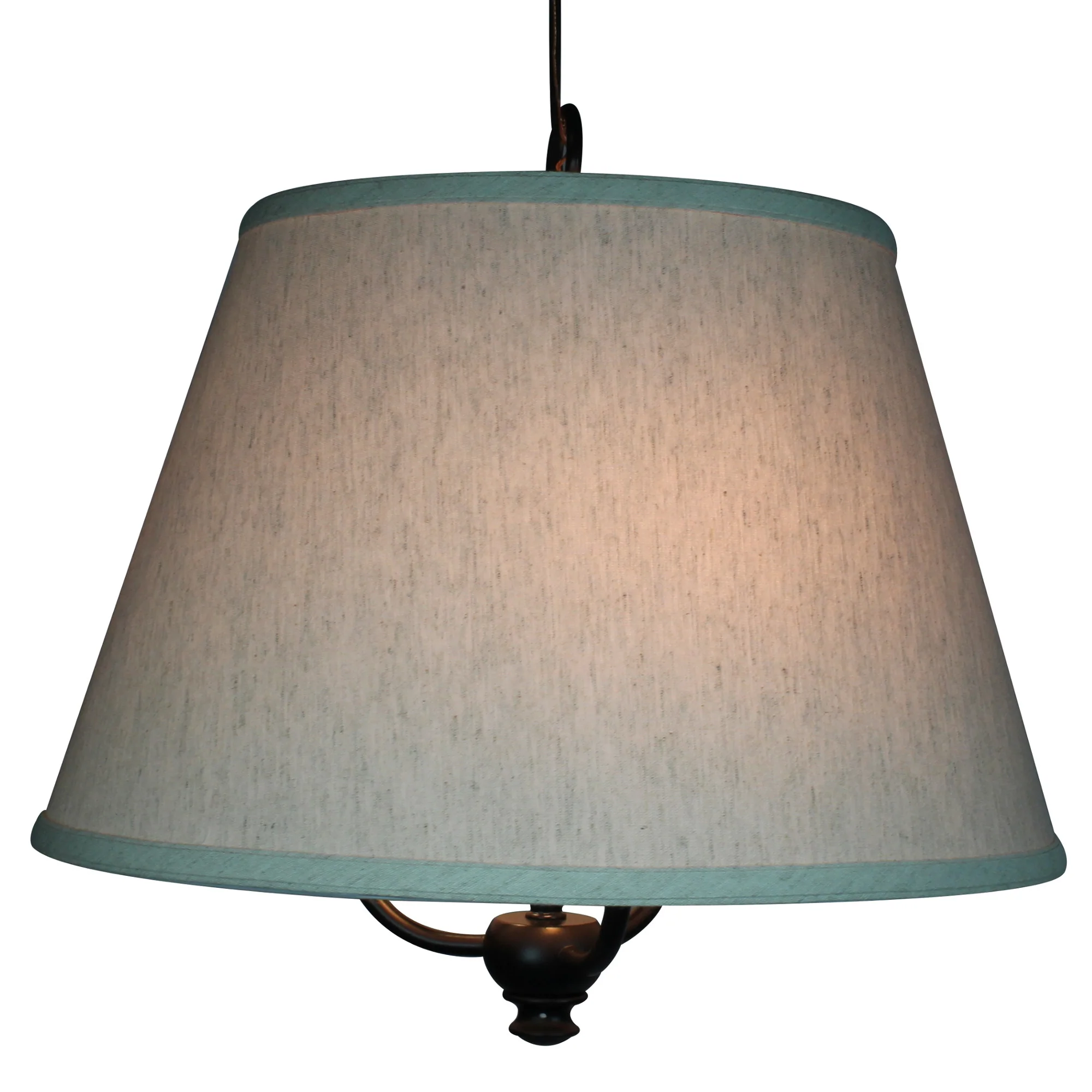 16"W Three light pendant in antique black Finish with Textured Oatmeal Slotted Pendant Empire Shade - Image 3