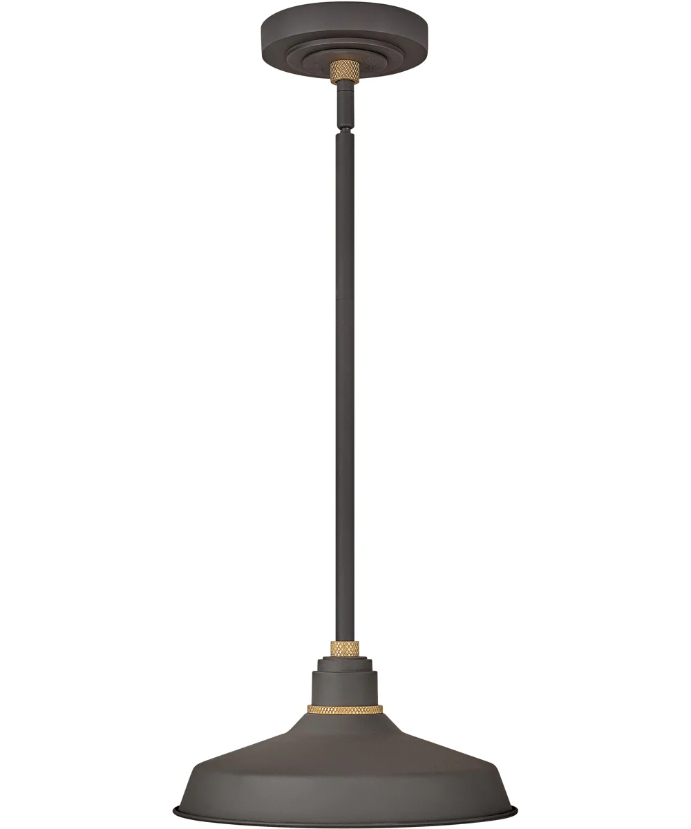 1-Light Outdoor Pendant Barn Light in Museum Bronze