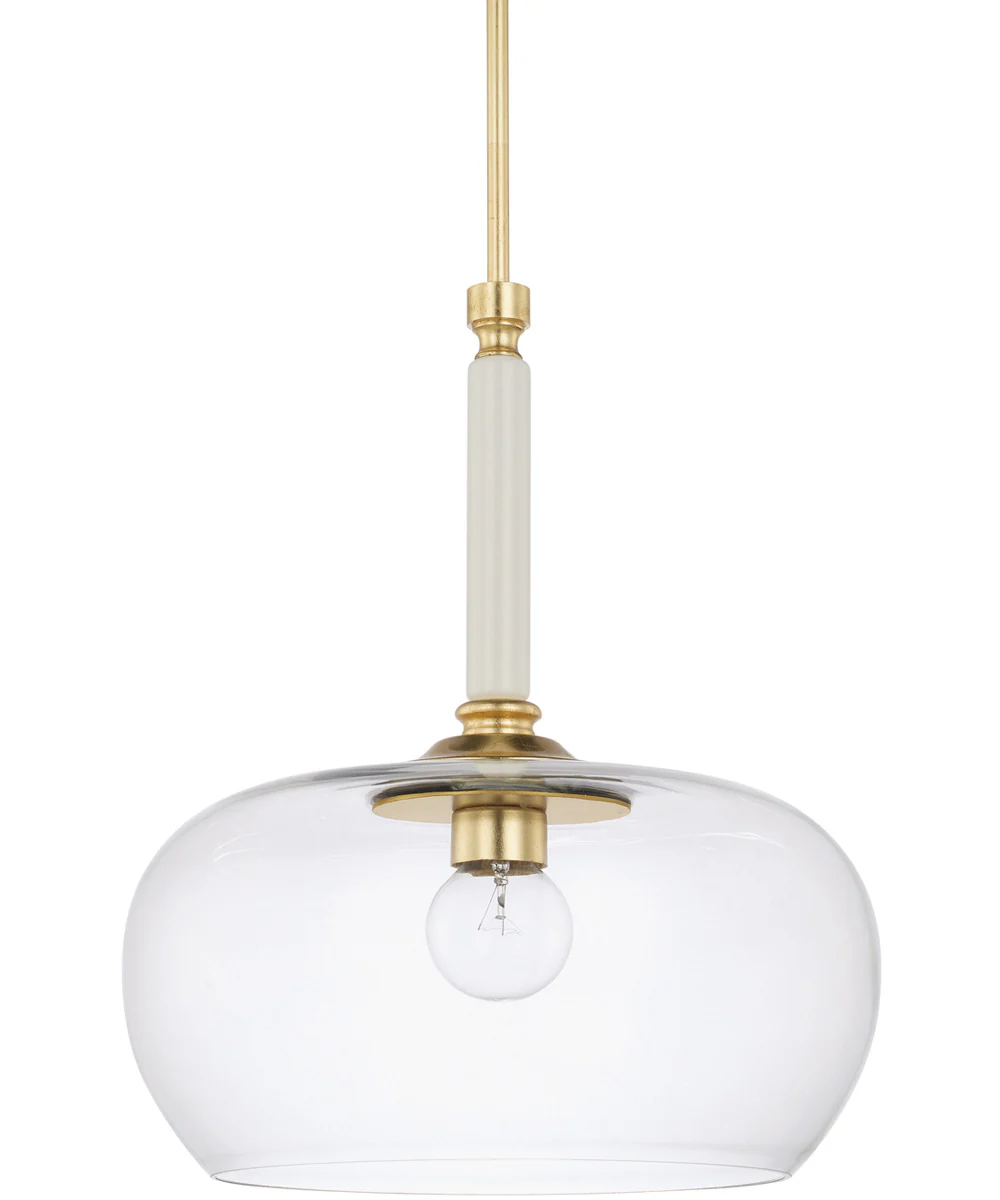 1-Light Pendant In Whisper White With Clear Glass