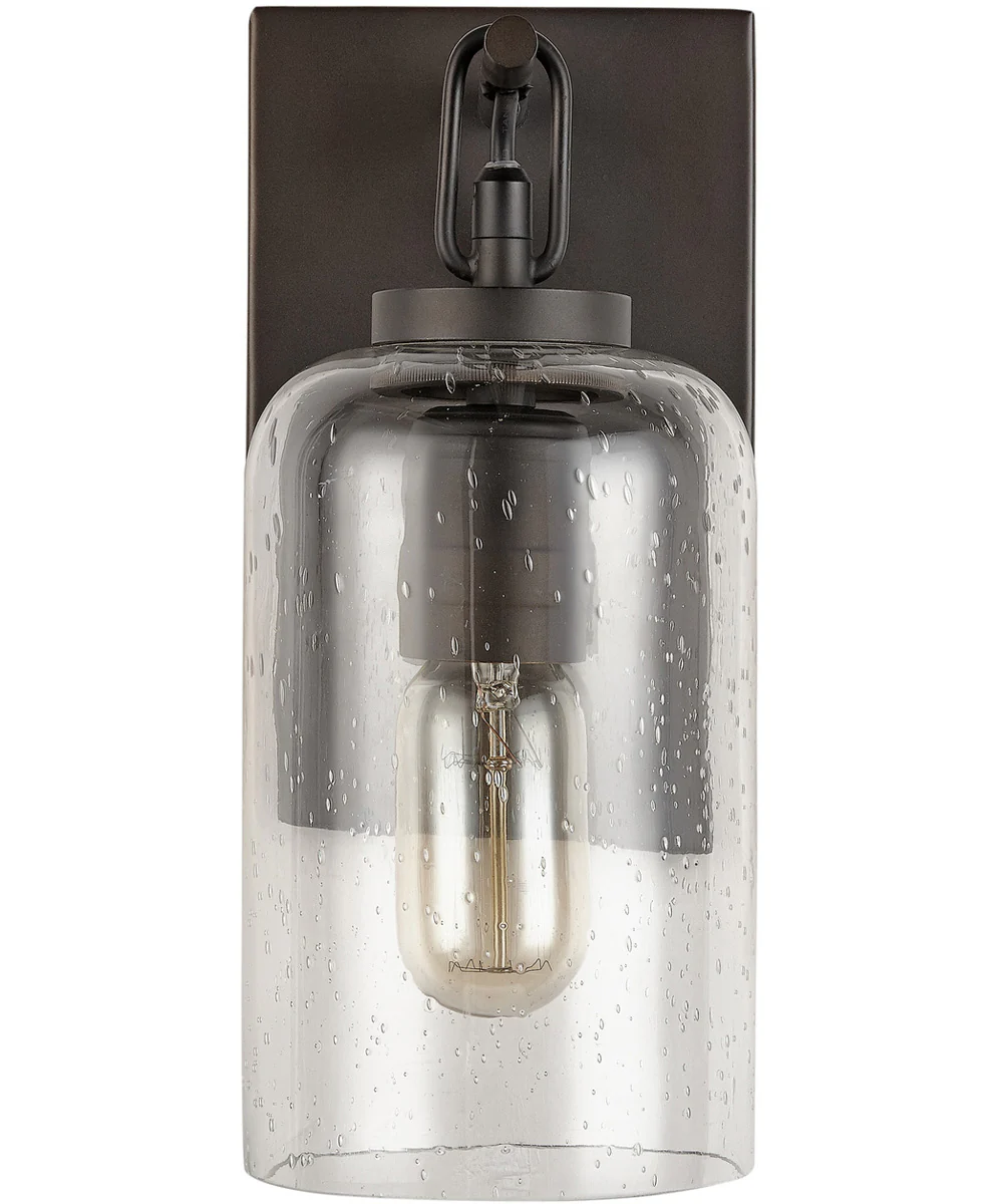 1-Light Sconce In Old Bronze With Clear Seeded Glass