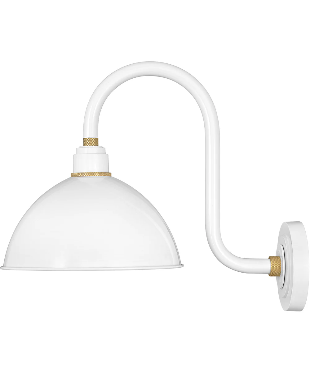 1-Light Small Tall Gooseneck Outdoor Barn Light in Gloss White