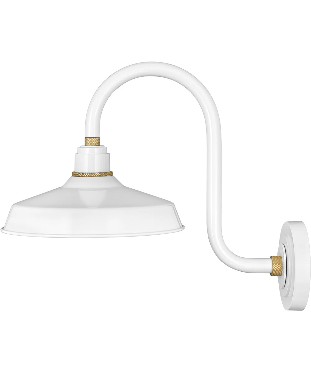 1-Light Small Tall Gooseneck Outdoor Barn Light in Gloss White