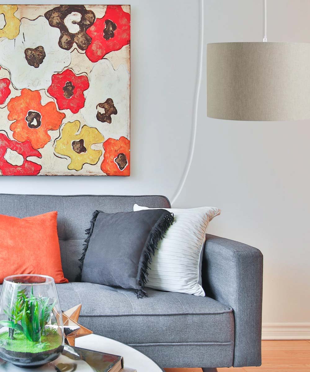 1 Light Swag Plug-In Pendant 16"w Light Oatmeal Linen Drum Shade, 17' White Cord - Image 2