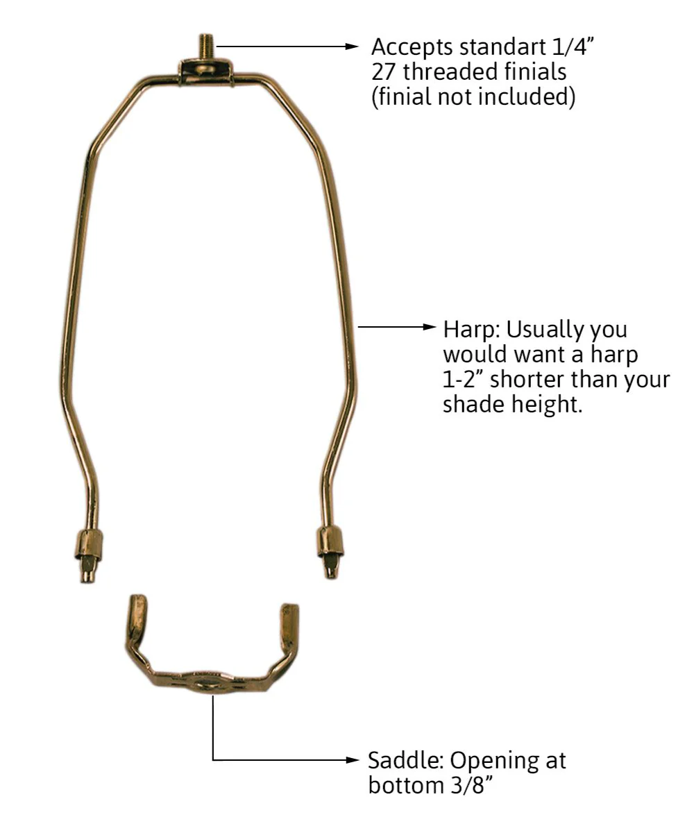 11" Antique Brass Heavy Duty Harp Fitter For Lamp Shades - Image 5