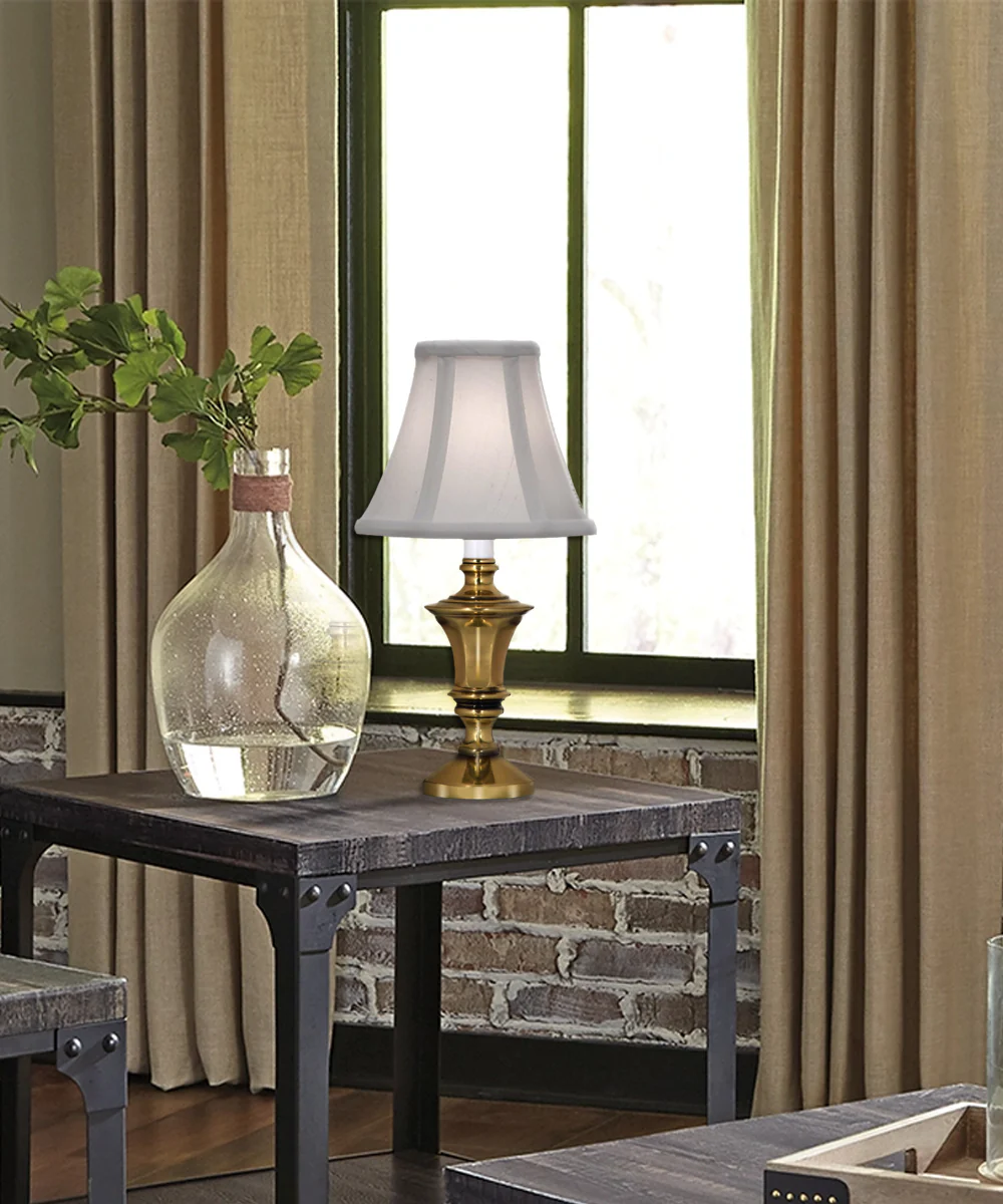 11"H Burnished Brass Signature by Stiffel Candle Lamp, On/Off - Image 4