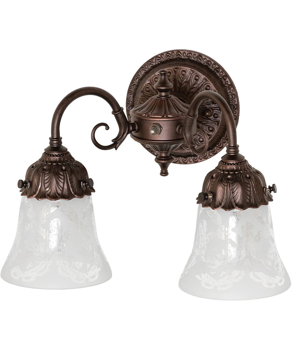 13" Wide Wreath & Garland 2 Light Wall Sconce - Image 2