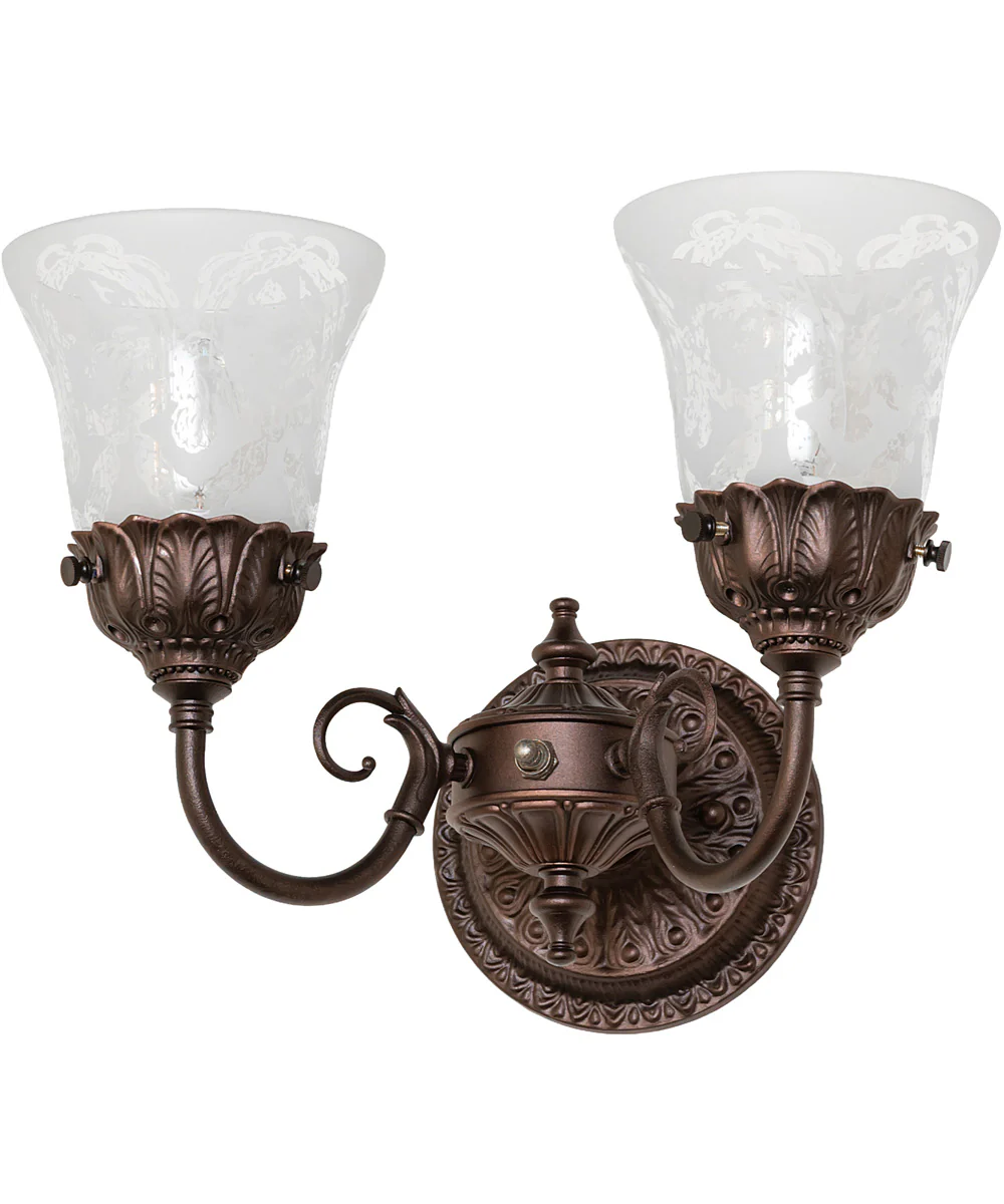 13" Wide Wreath & Garland 2 Light Wall Sconce - Image 2