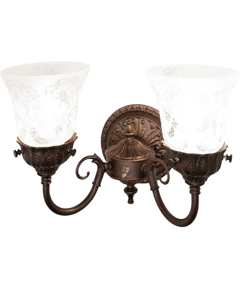 13" Wide Wreath & Garland 2 Light Wall Sconce - Image 3