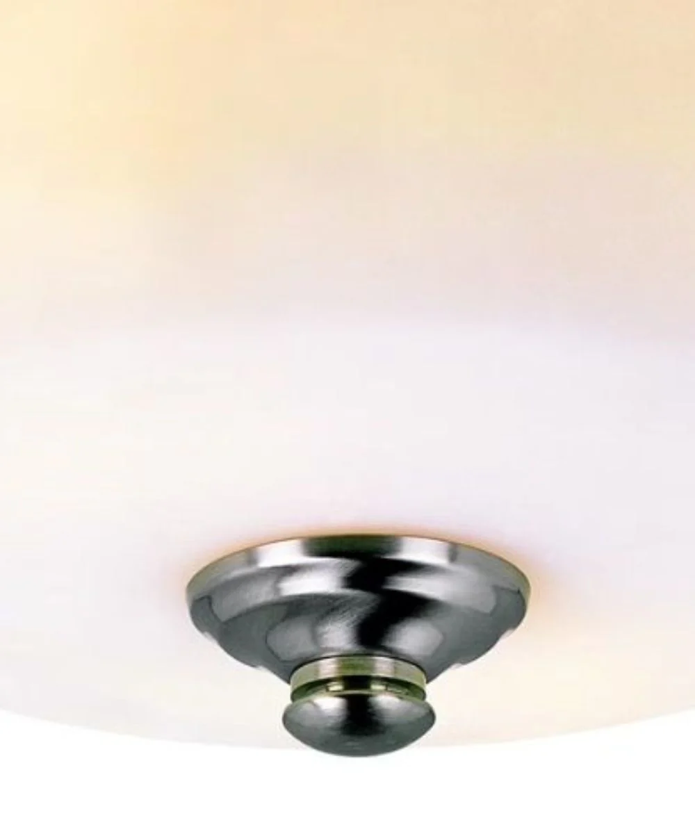 13"W 2-Light Brushed Nickel with White Frosted Glass Shade Flush Mount Light Fixture - Image 6