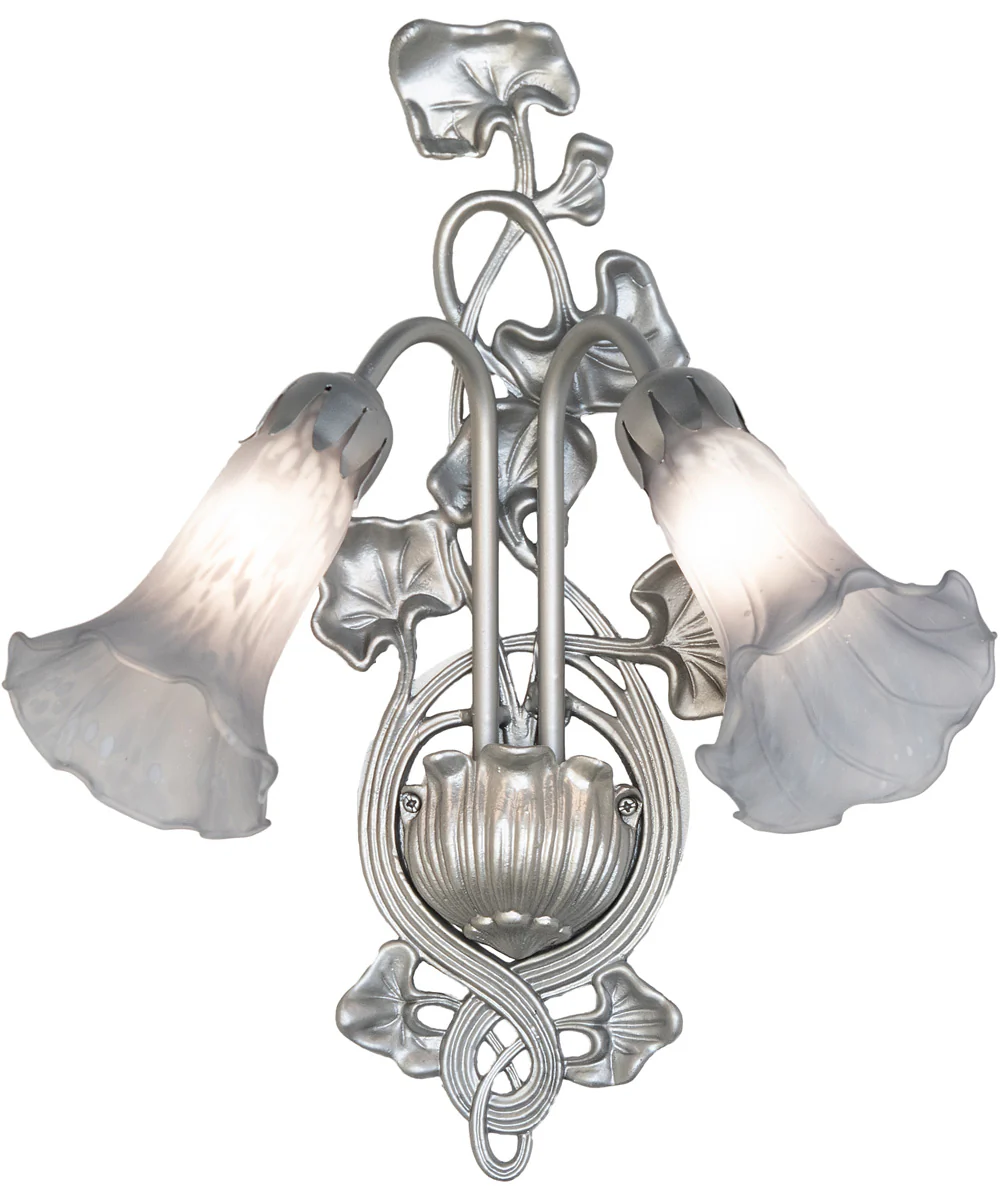 14" Wide Gray Tiffany Pond Lily 2 Light Wall Sconce - Image 4
