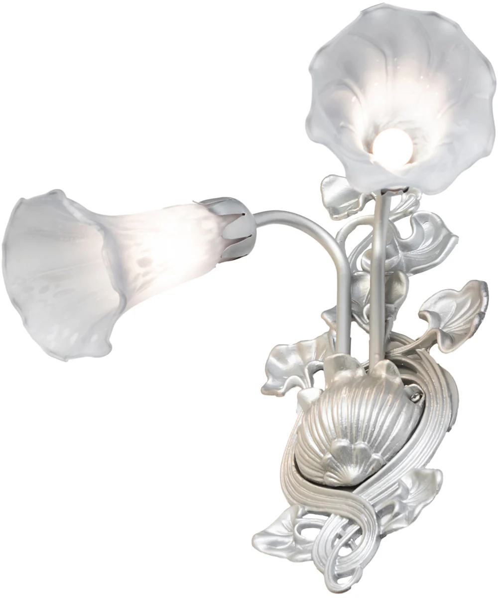 14" Wide Gray Tiffany Pond Lily 2 Light Wall Sconce - Image 5