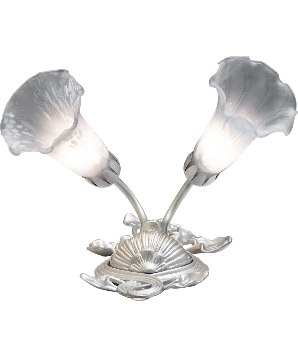 14" Wide Gray Tiffany Pond Lily 2 Light Wall Sconce - Image 7