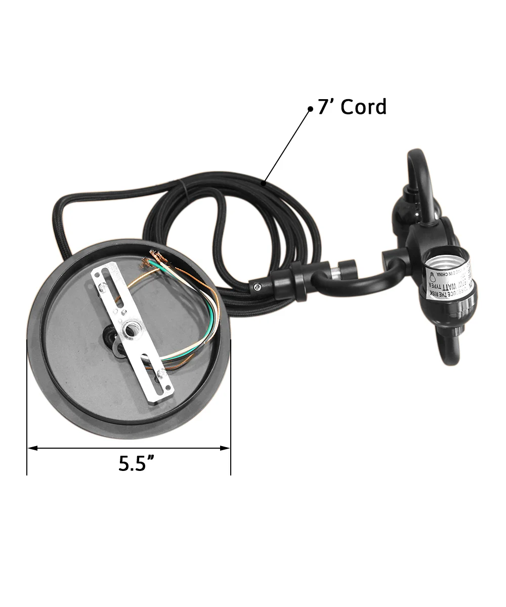 14" W 2 Light Pendant White Shade with Diffuser, Black Cord - Image 5