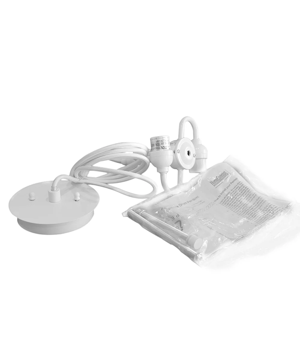 14" W 2 Light Pendant White Shade with Diffuser, White Cord - Image 4