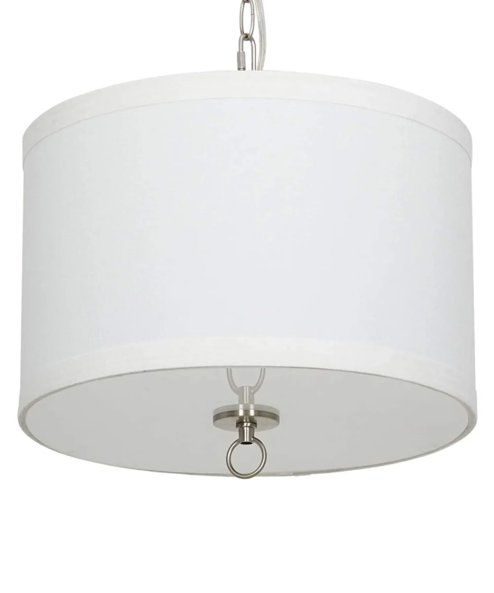 14"W Light Pendant Brushed Nickel Finish with Oatmeal Linen Shade - Image 6