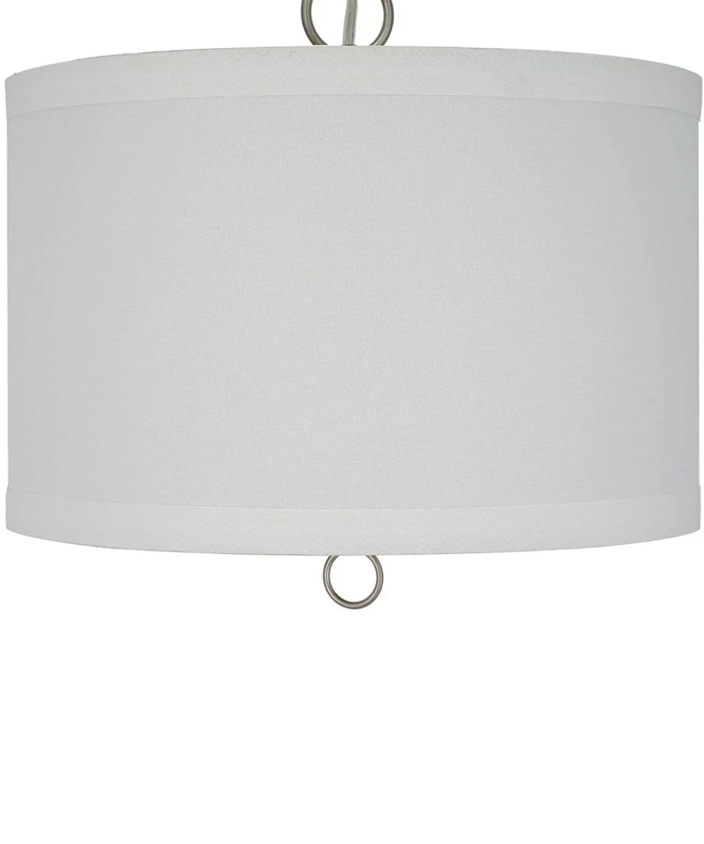 14"W Light Pendant Brushed Nickel Finish with Oatmeal Linen Shade - Image 7