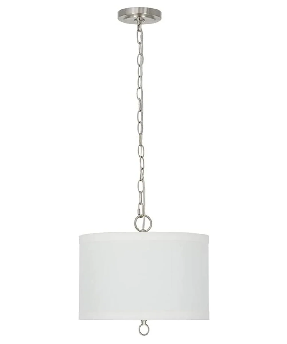 14"W Light Pendant Brushed Nickel Finish with Oatmeal Linen Shade - Image 8