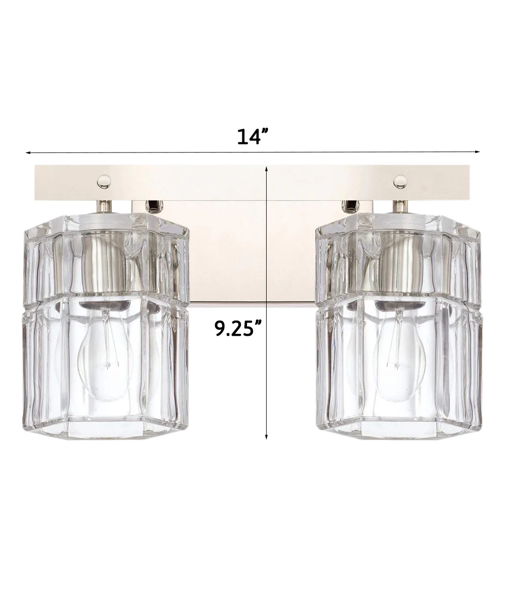 14"W Sloane 2-Light Vanity Polished Nickel with Clear Grooved Glass - Image 2