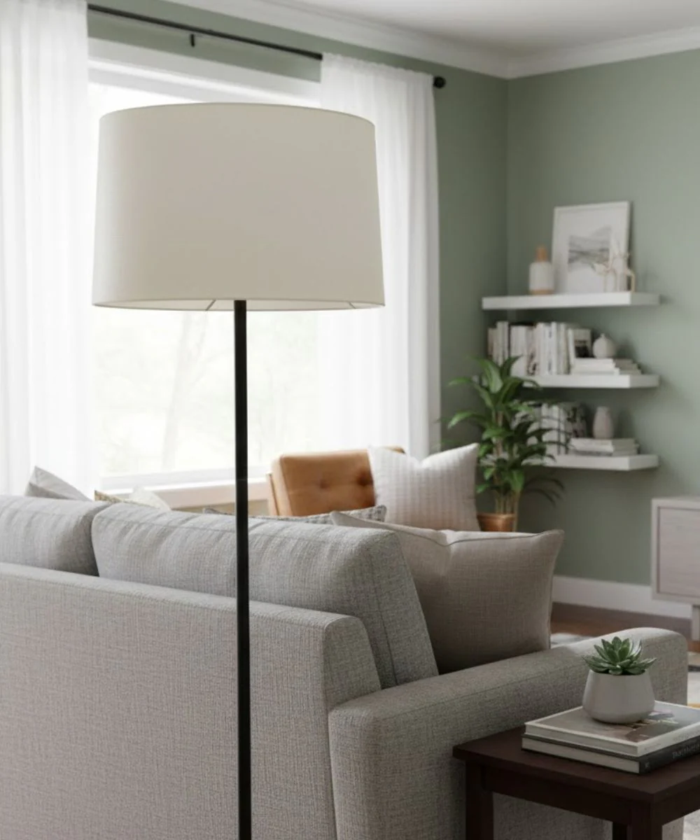 14x17x11 Cream Homespun/Rolled Edge Hardback Drum Lampshade - Image 2