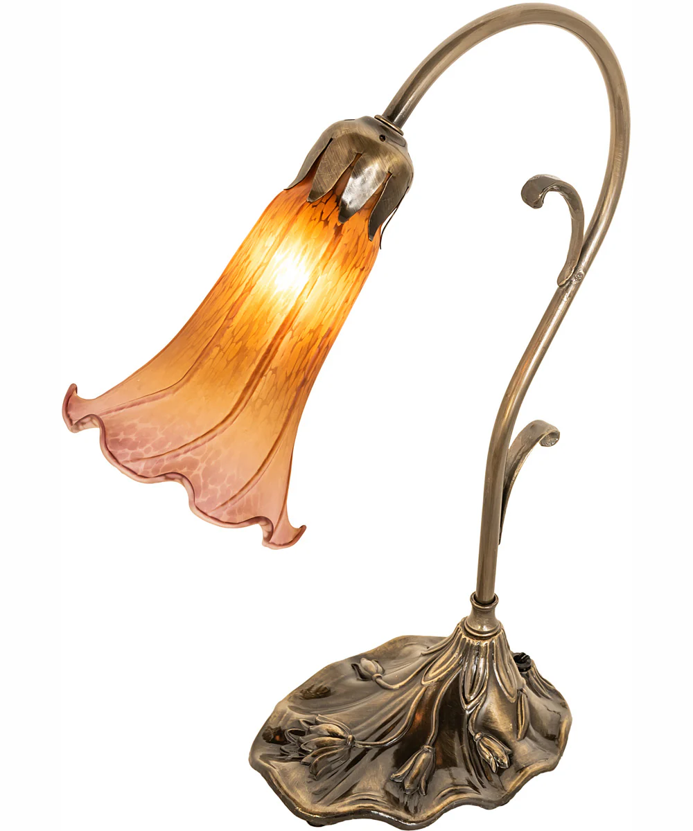 15" High Amber/Purple Tiffany Pond Lily Accent Lamp - Image 2