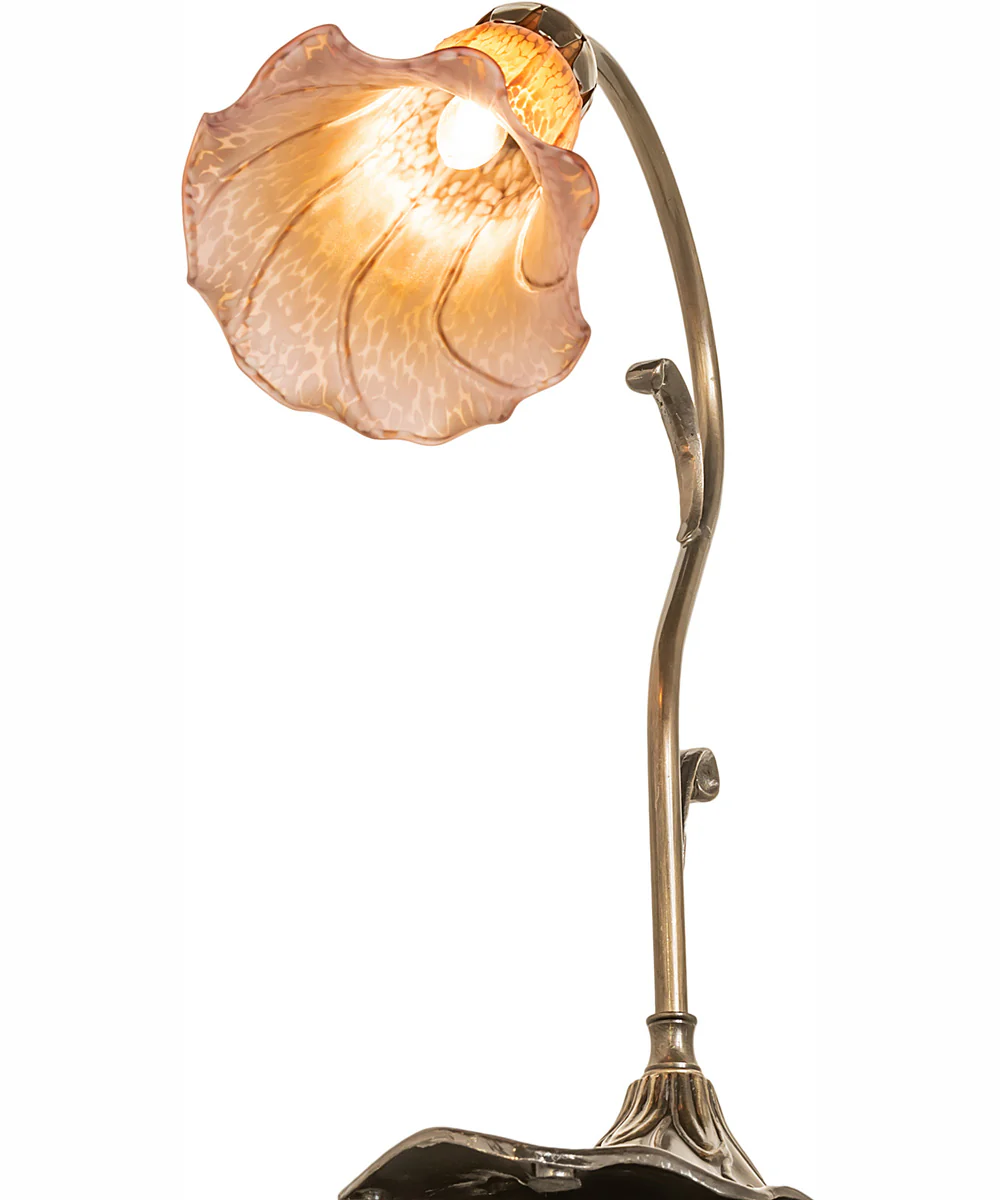15" High Amber/Purple Tiffany Pond Lily Accent Lamp - Image 6