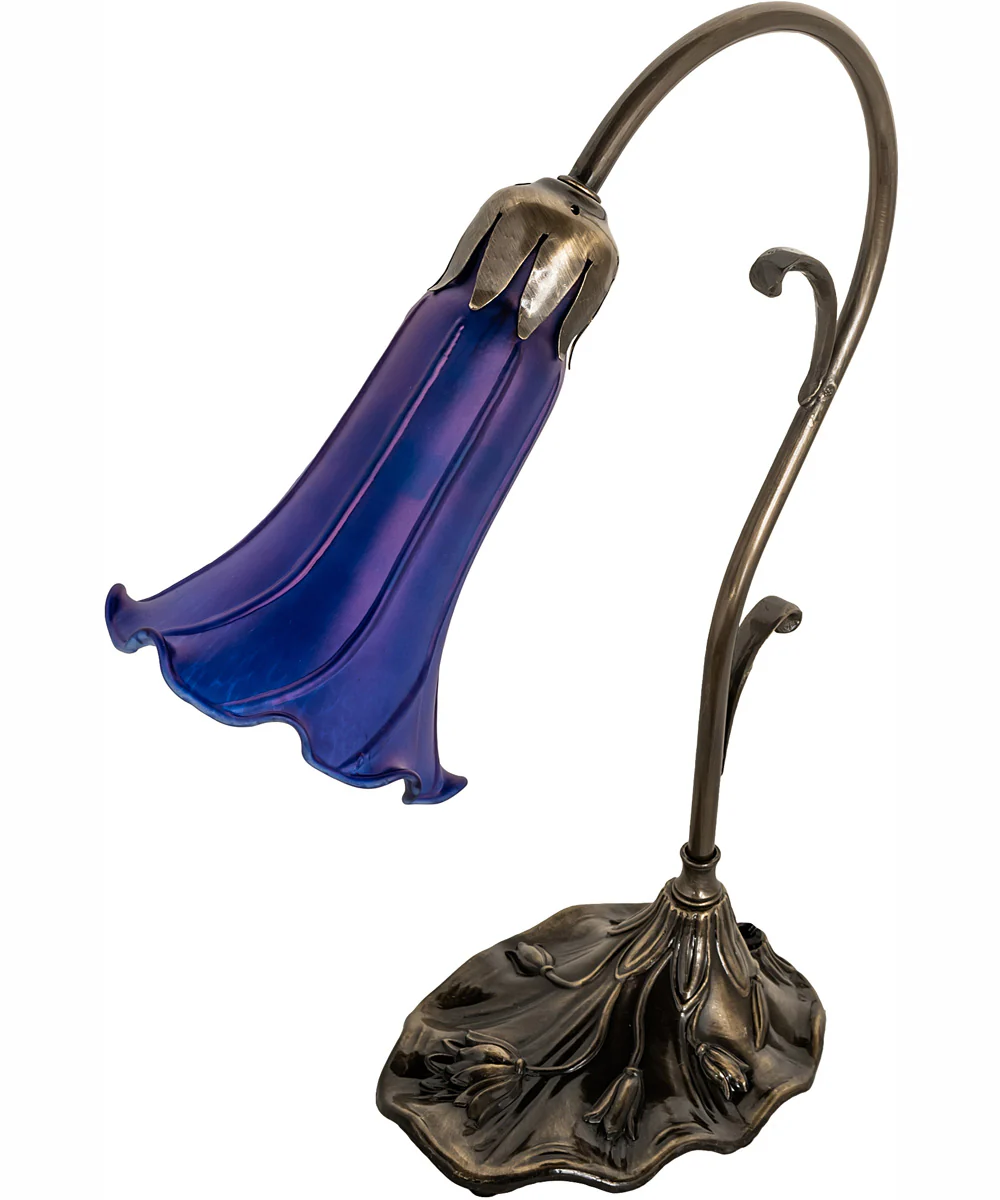 15" High Blue Tiffany Pond Lily Accent Lamp - Image 3