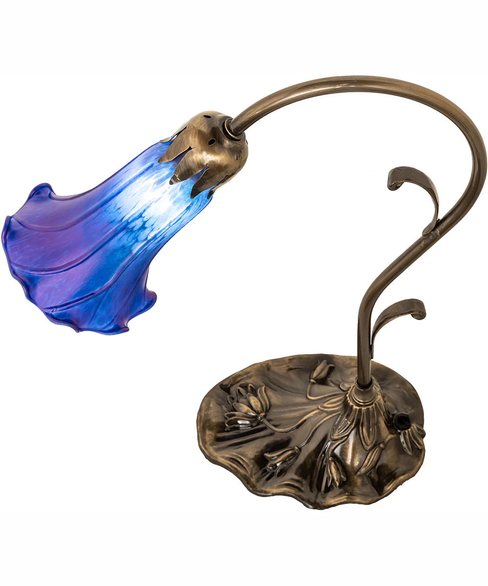 15" High Blue Tiffany Pond Lily Accent Lamp - Image 4
