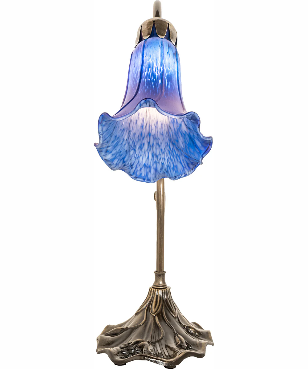 15" High Blue Tiffany Pond Lily Accent Lamp - Image 5