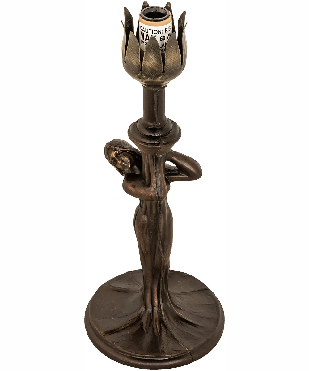 15" High Blue Tiffany Pond Lily Nouveau Lady Accent Lamp - Image 3