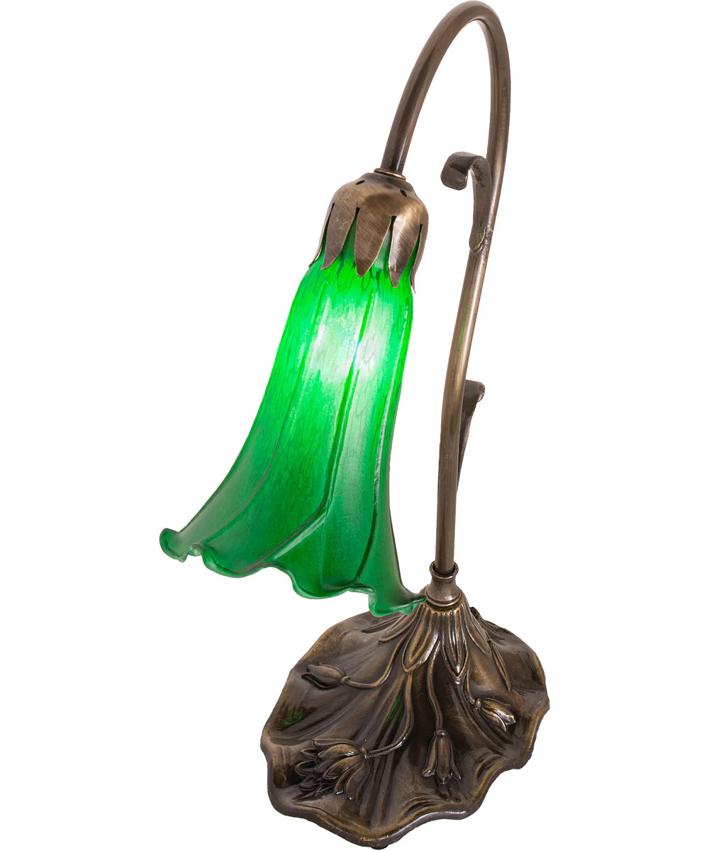15" High Green Tiffany Pond Lily Accent Lamp - Image 4