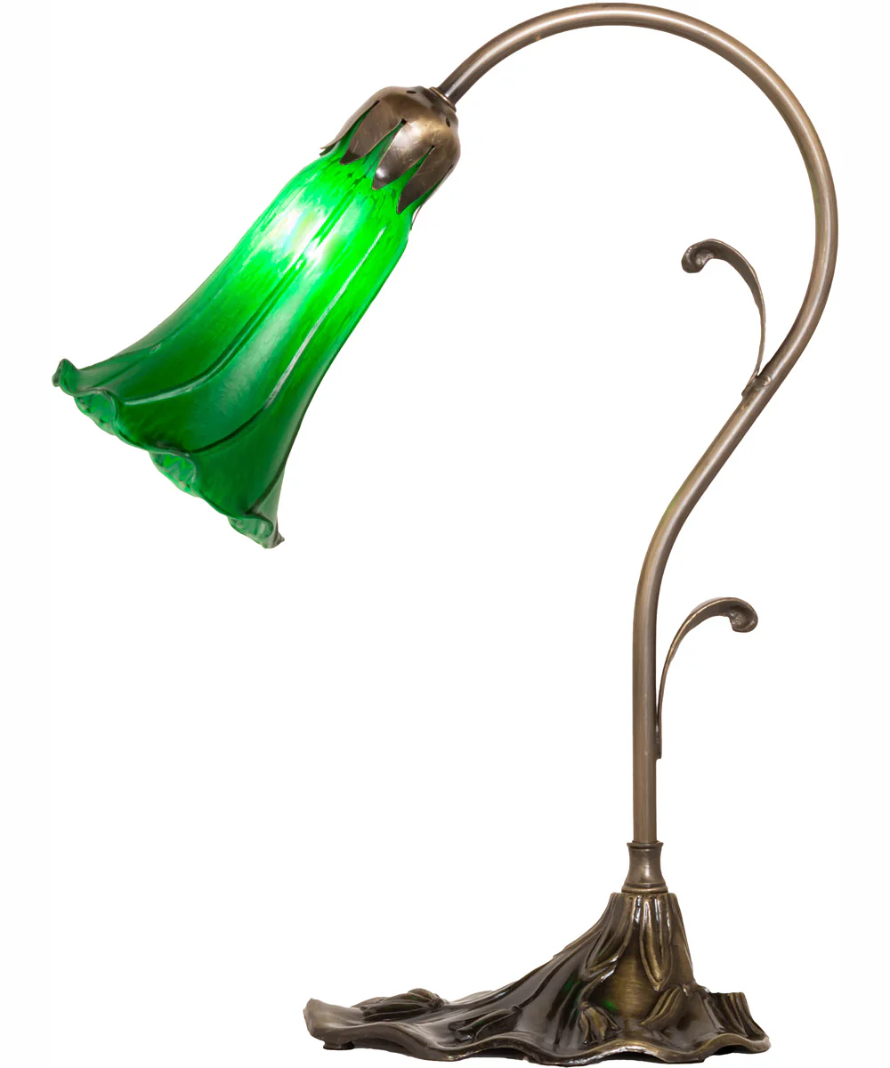 15" High Green Tiffany Pond Lily Accent Lamp - Image 7