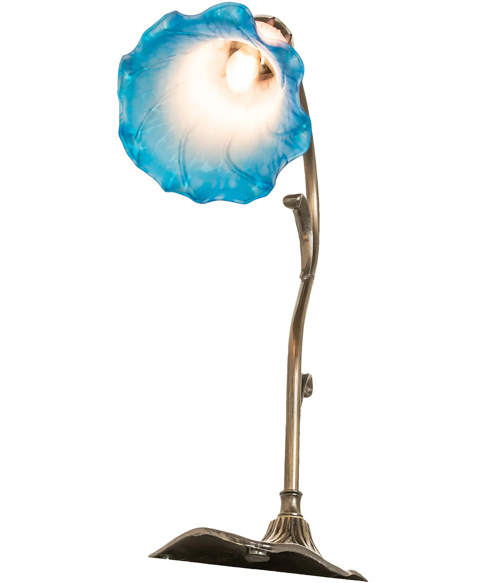 15" High Pink/Blue Tiffany Pond Lily Accent Lamp - Image 6