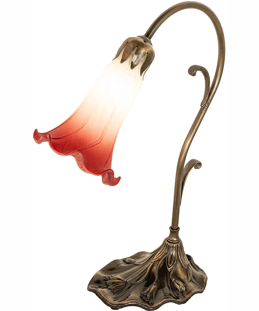 15" High Pink/White Tiffany Pond Lily Accent Lamp - Image 2