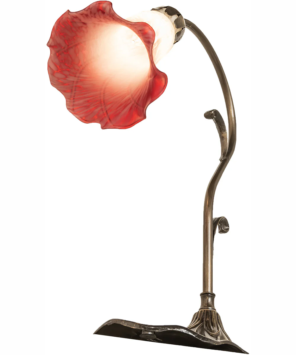 15" High Pink/White Tiffany Pond Lily Accent Lamp - Image 6
