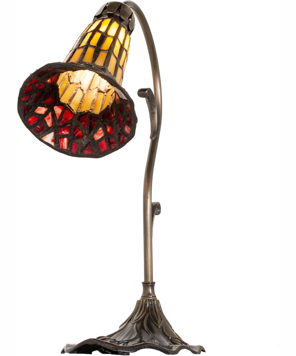 15" High Stained Glass Pond Lily Accent Lamp - Image 6