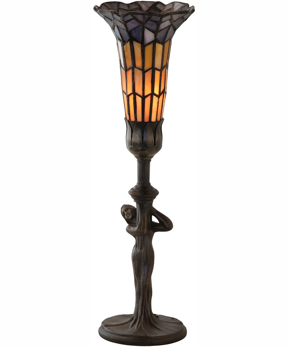 15" High Stained Glass Pond Lily Nouveau Accent Lamp - Image 2