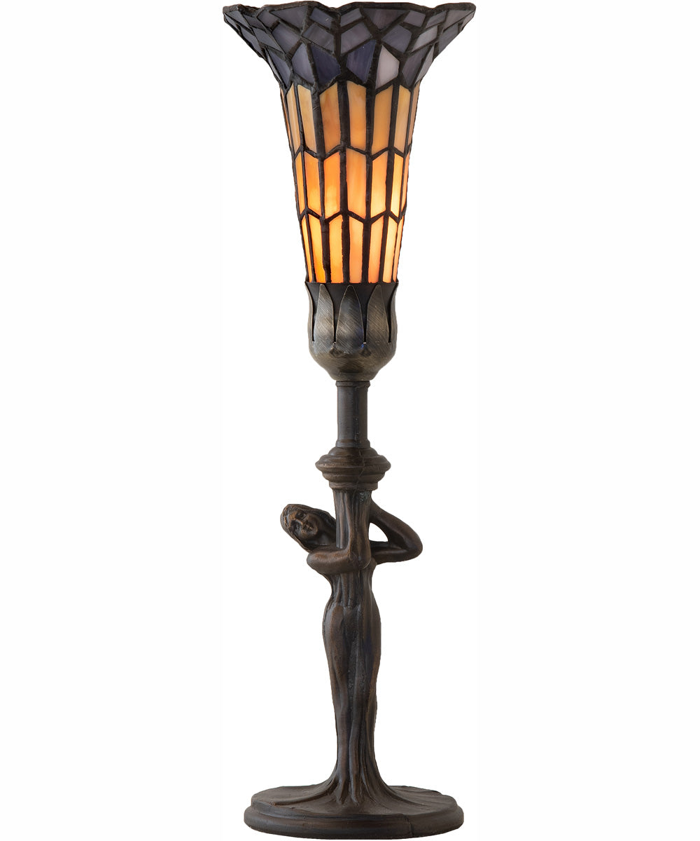 15" High Stained Glass Pond Lily Nouveau Accent Lamp - Image 5