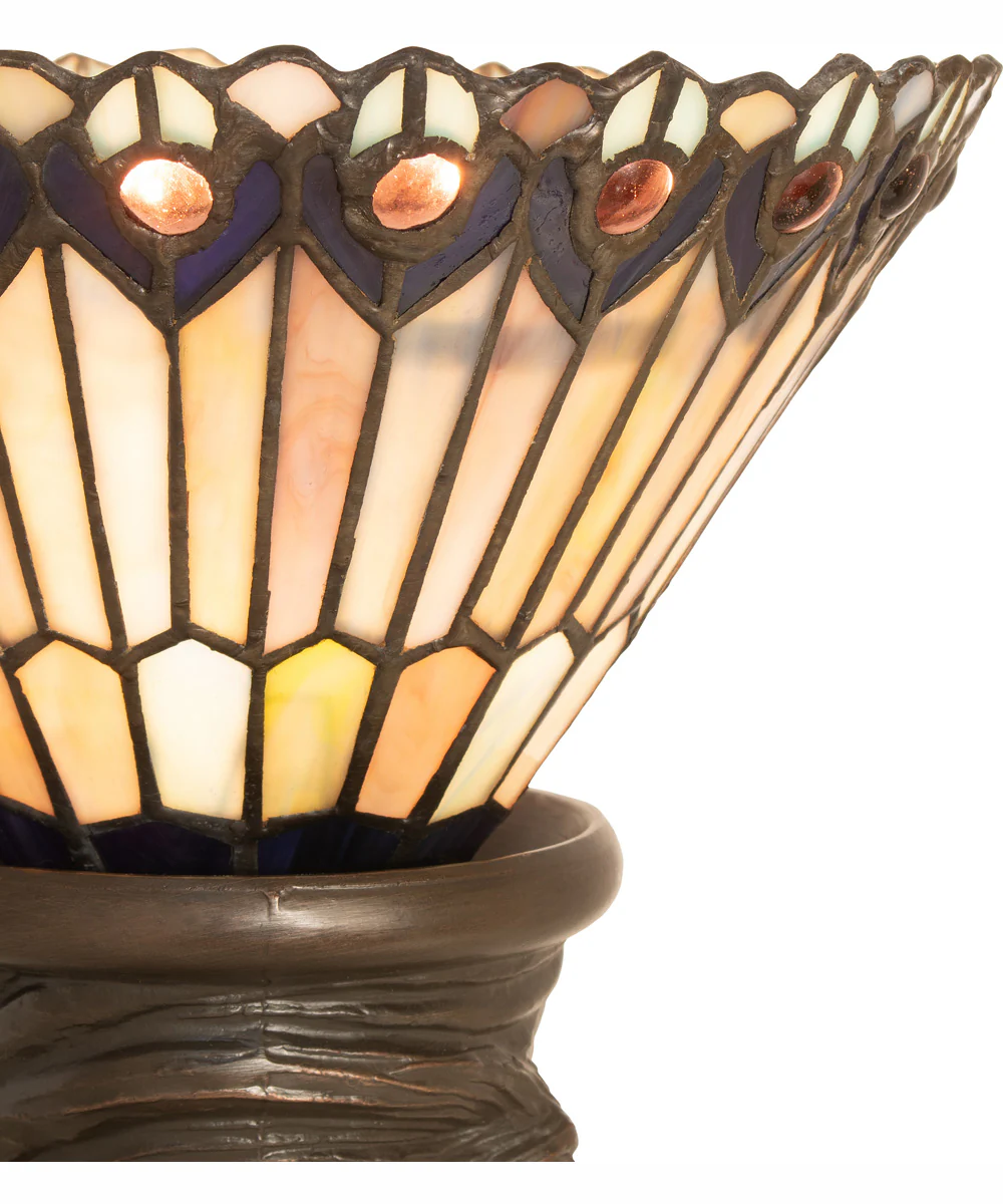15" High Tiffany Jeweled Peacock Mini Lamp - Image 6