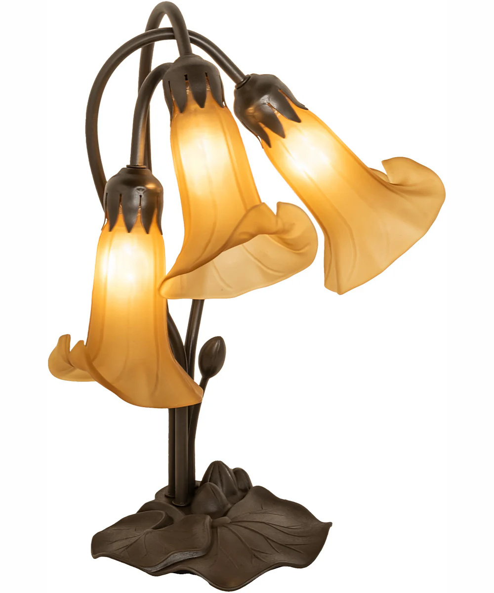 16" High Amber Tiffany Pond Lily 3 Light Accent Lamp - Image 2