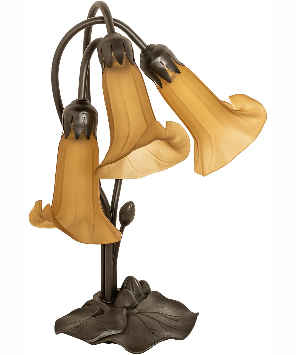 16" High Amber Tiffany Pond Lily 3 Light Accent Lamp - Image 3