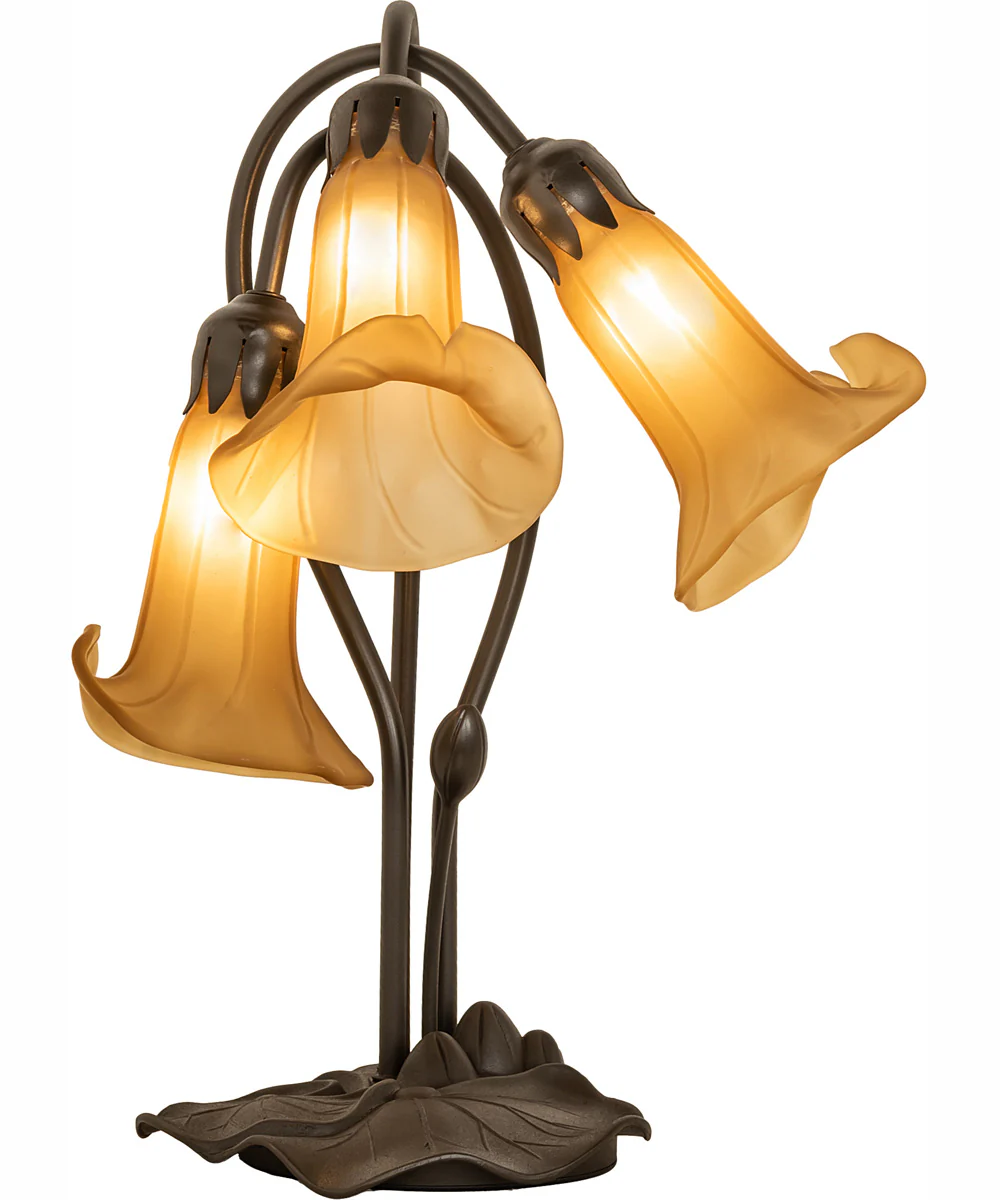 16" High Amber Tiffany Pond Lily 3 Light Accent Lamp - Image 5