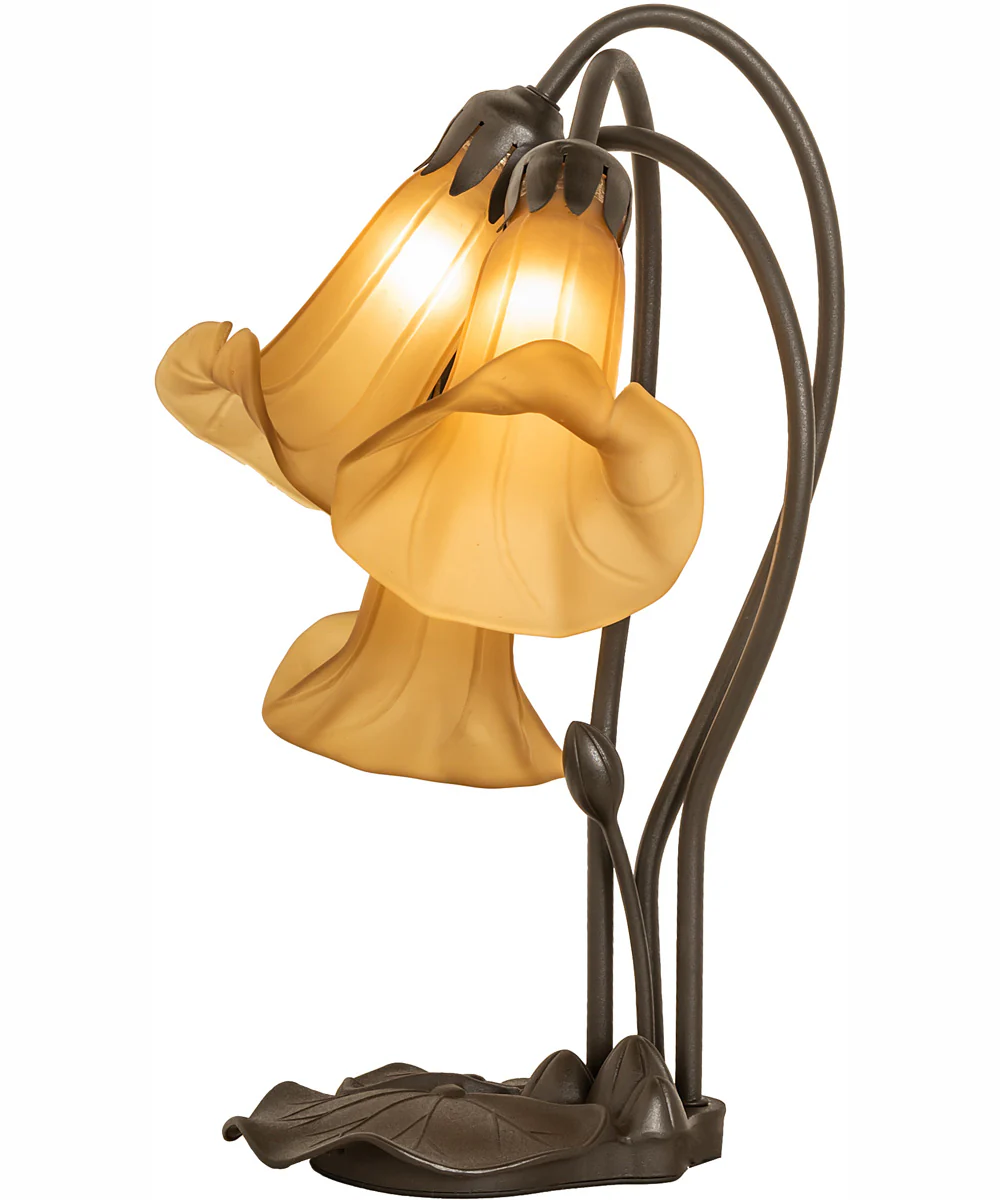 16" High Amber Tiffany Pond Lily 3 Light Accent Lamp - Image 6