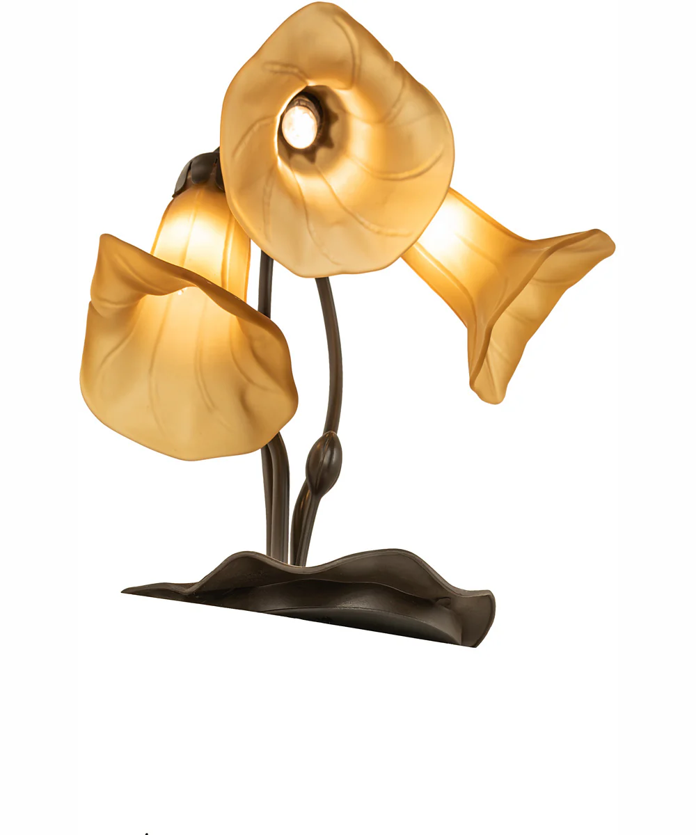 16" High Amber Tiffany Pond Lily 3 Light Accent Lamp - Image 7