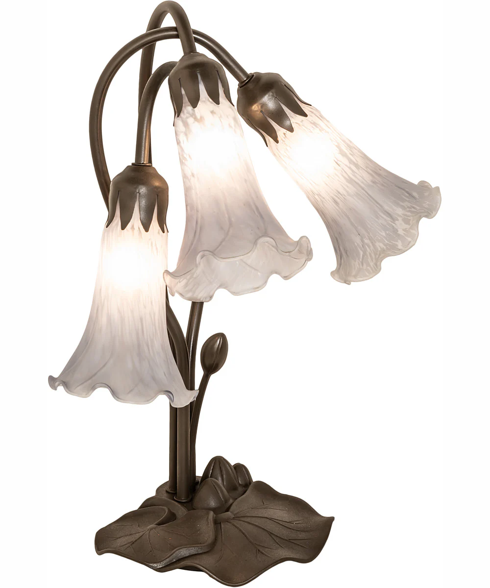 16" High Gray Tiffany Pond Lily 3 Light Accent Lamp - Image 2